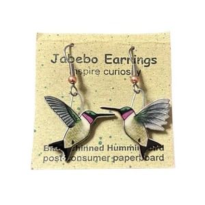 Jabebo Earrings Blackchinned Hummingbirds Pierced Birds Handmade New